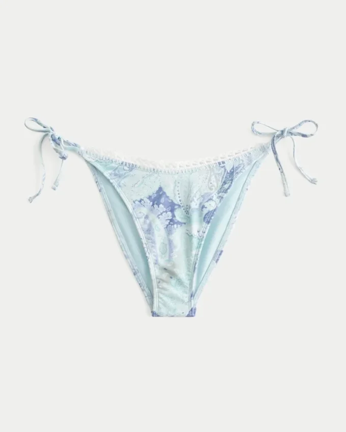 Bas de bikini audacieux avec bordure style crochet et liens sur les côtés