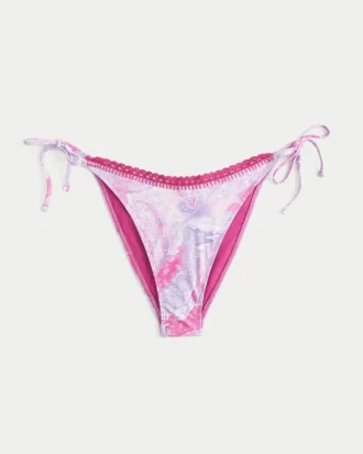 Bas de bikini audacieux avec bordure style crochet et liens sur les côtés