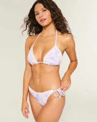Bas de bikini audacieux avec bordure style crochet et liens sur les côtés