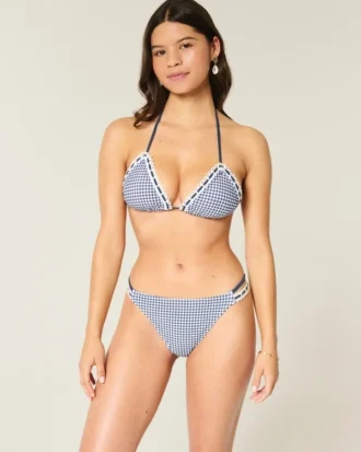 Bas de bikini audacieux à double bretelle et bordure style crochet