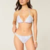 Bas de bikini audacieux à double bretelle et bordure style crochet