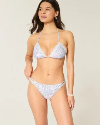Bas de bikini audacieux à double bretelle et bordure style crochet