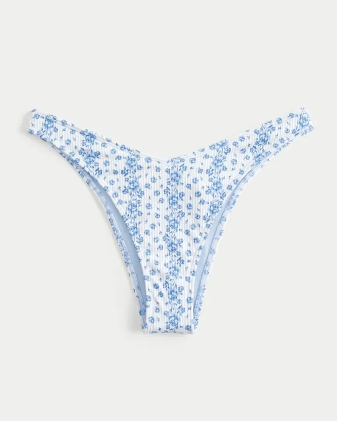 Bas de bikini échancré à taille en V et jambes hautes