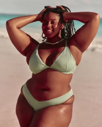 Bas de bikini Cheekiest à jambes hautes et côtes