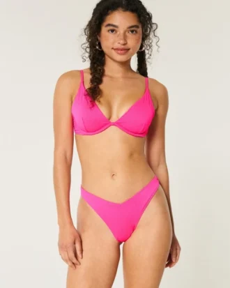 Bas de bikini Cheekiest à taille en V et jambes hautes côtelées