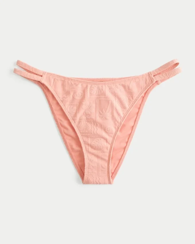 Bas de bikini jacquard à double bretelles