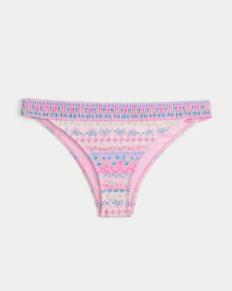 Bas de bikini smocké à taille haute et échancré