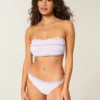 Bas de bikini smocké à taille haute et échancré