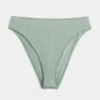 Bas de bikini taille haute à jambes échancrées et cheeks ribbés
