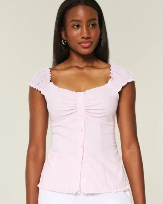 Blouse en popeline à épaules dénudées