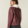 Blouson aviateur en simili cuir avec col en sherpa Blouson aviateur en simili cuir avec col en sherpa