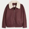 Blouson aviateur en simili cuir avec col en sherpa Blouson aviateur en simili cuir avec col en sherpa