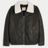 Blouson aviateur en simili cuir avec col en sherpa Blouson aviateur en simili cuir avec col en sherpa