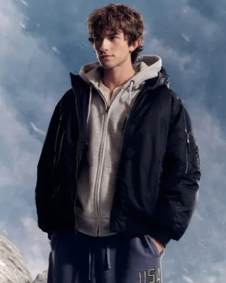 Blouson bomber zippé avec bordure en fausse fourrure