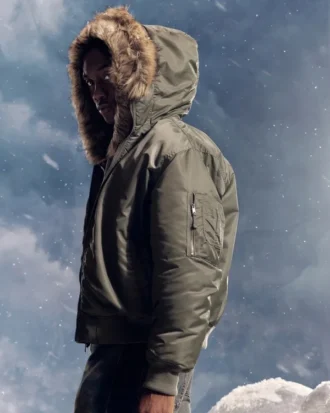 Blouson bomber zippé avec bordure en fausse fourrure