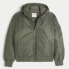 Blouson bomber zippé avec bordure en fausse fourrure Blouson bomber zippé avec bordure en fausse fourrure