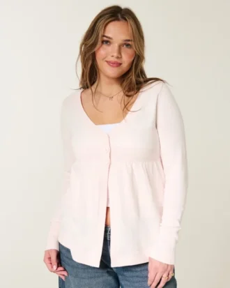 Cardigan babydoll à manches longues