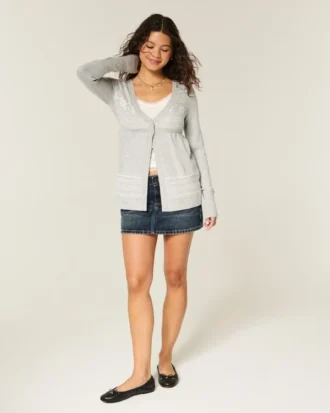 Cardigan babydoll à manches longues