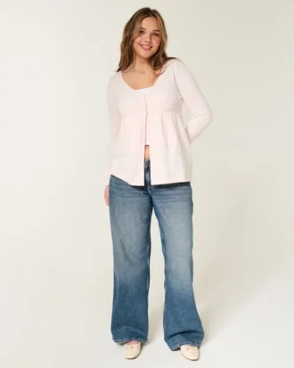 Cardigan babydoll à manches longues