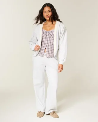 Cardigan en polaire sans fermeture doublé de fausse fourrure