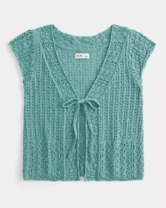 Cardigan à manches courtes style crochet
