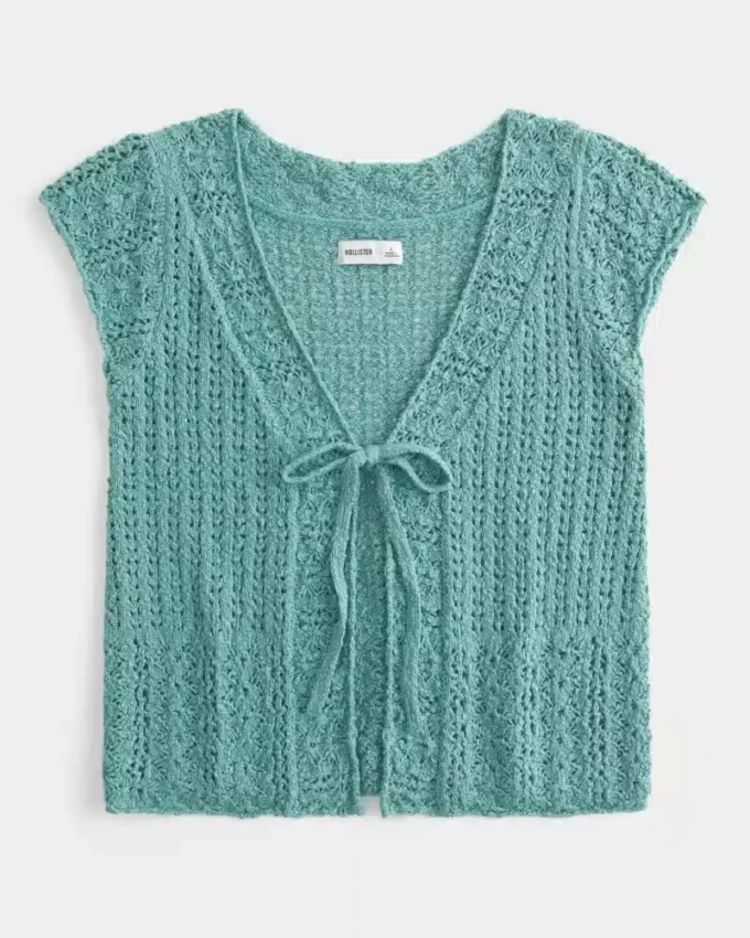 Cardigan à manches courtes style crochet Cardigan à manches courtes style crochet