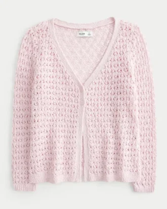 Cardigan à manches trois-quarts style crochet