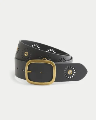 Ceinture en cuir vegan à œillets Sunburst