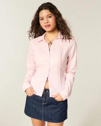 Chemise boutonnée avec empiècement en dentelle