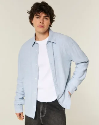 Chemise boutonnée en lin mélangé
