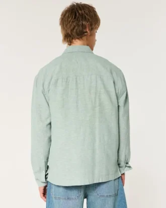 Chemise boutonnée en lin mélangé