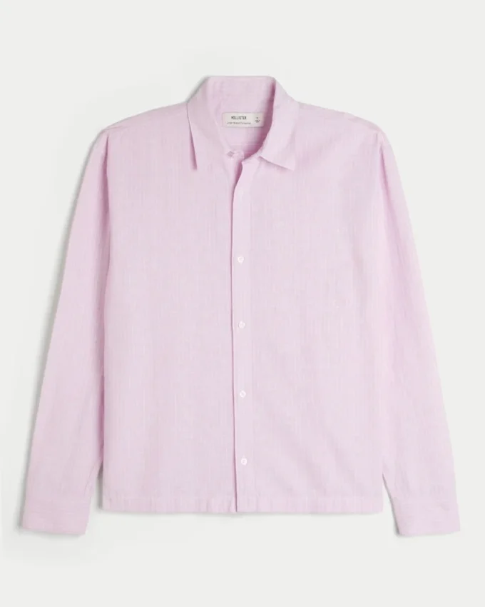 Chemise boutonnée en lin mélangé Chemise boutonnée en lin mélangé