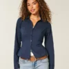 Chemise boutonnée en popeline extensible Chemise boutonnée en popeline extensible