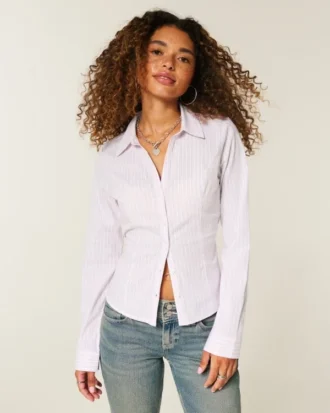 Chemise boutonnée en popeline extensible