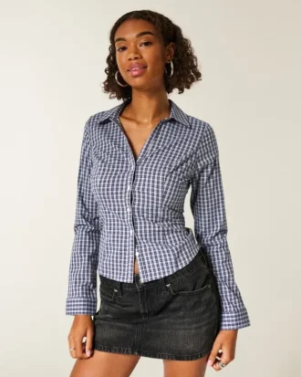 Chemise boutonnée en popeline extensible