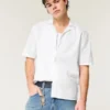 Chemise courte à manches courtes en lin mélangé Chemise courte à manches courtes en lin mélangé