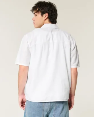 Chemise courte à manches courtes en lin mélangé