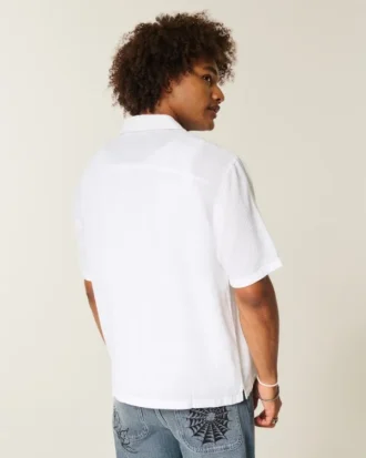 Chemise courte à manches courtes en lin mélangé