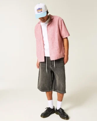 Chemise courte à manches courtes en lin mélangé
