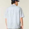 Chemise courte à manches courtes en lin mélangé Chemise courte à manches courtes en lin mélangé