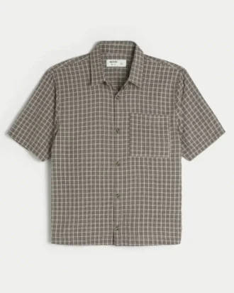 Chemise courte à manches courtes en seersucker