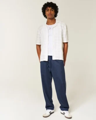 Chemise courte à manches courtes et motif texturé
