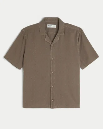 Chemise courte à manches courtes et motif texturé