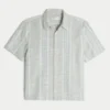 Chemise courte à manches courtes et rayures texturées