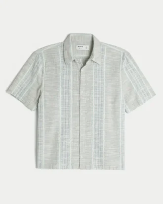 Chemise courte à manches courtes et rayures texturées