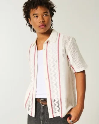 Chemise courte à manches courtes style crochet Chemise courte à manches courtes style crochet