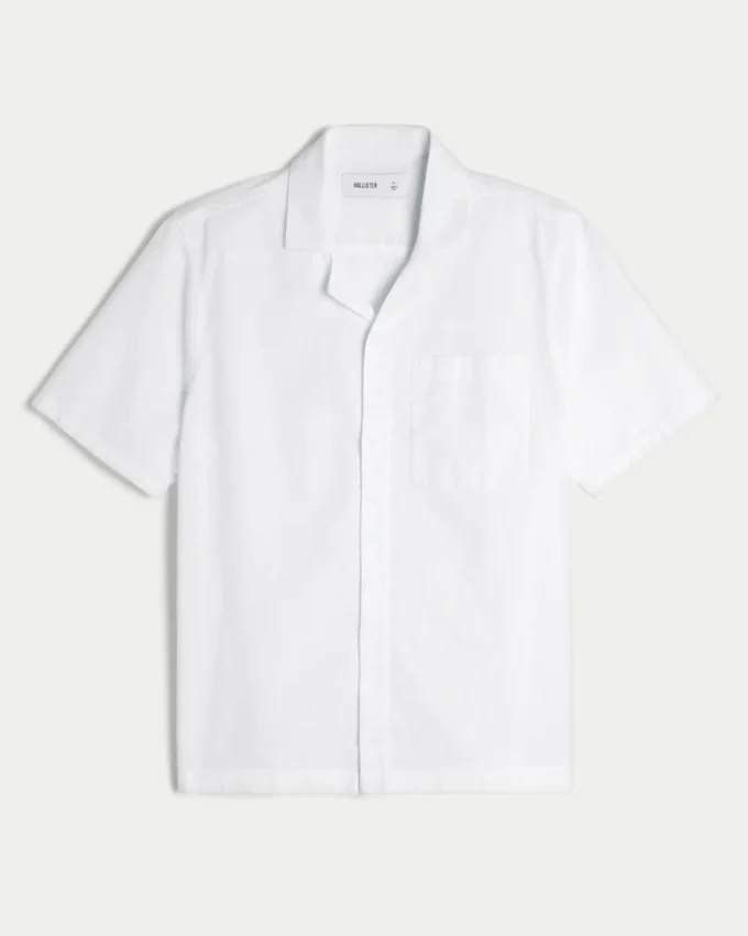 Chemise décontractée à manches courtes et boutons sur toute la longueur