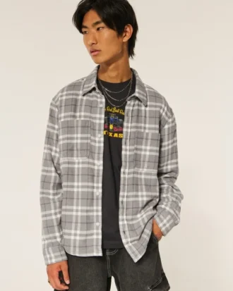 Chemise en flanelle à doublure thermique et coupe carrée