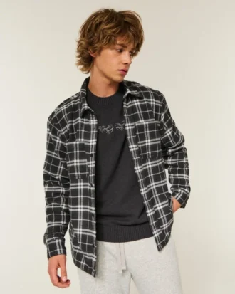 Chemise en flanelle à doublure thermique et coupe carrée