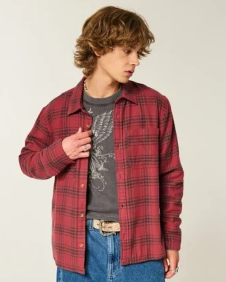 Chemise en flanelle à doublure thermique et coupe carrée